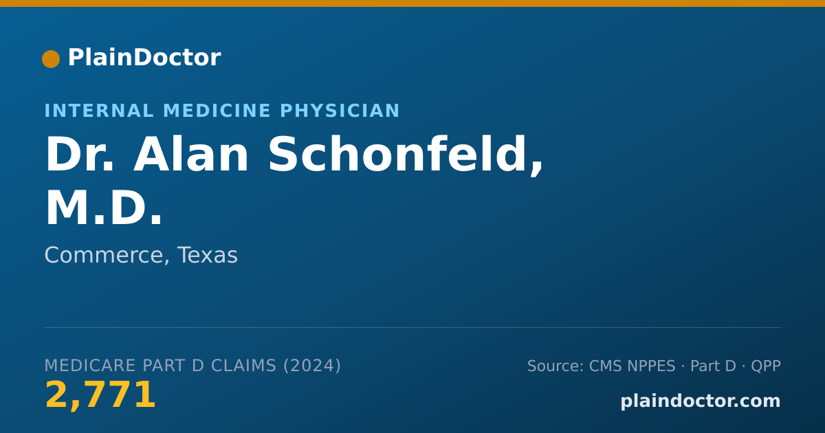 Shareable card for Alan Schonfeld, M.D. - Internal Medicine Physician, Commerce, TX