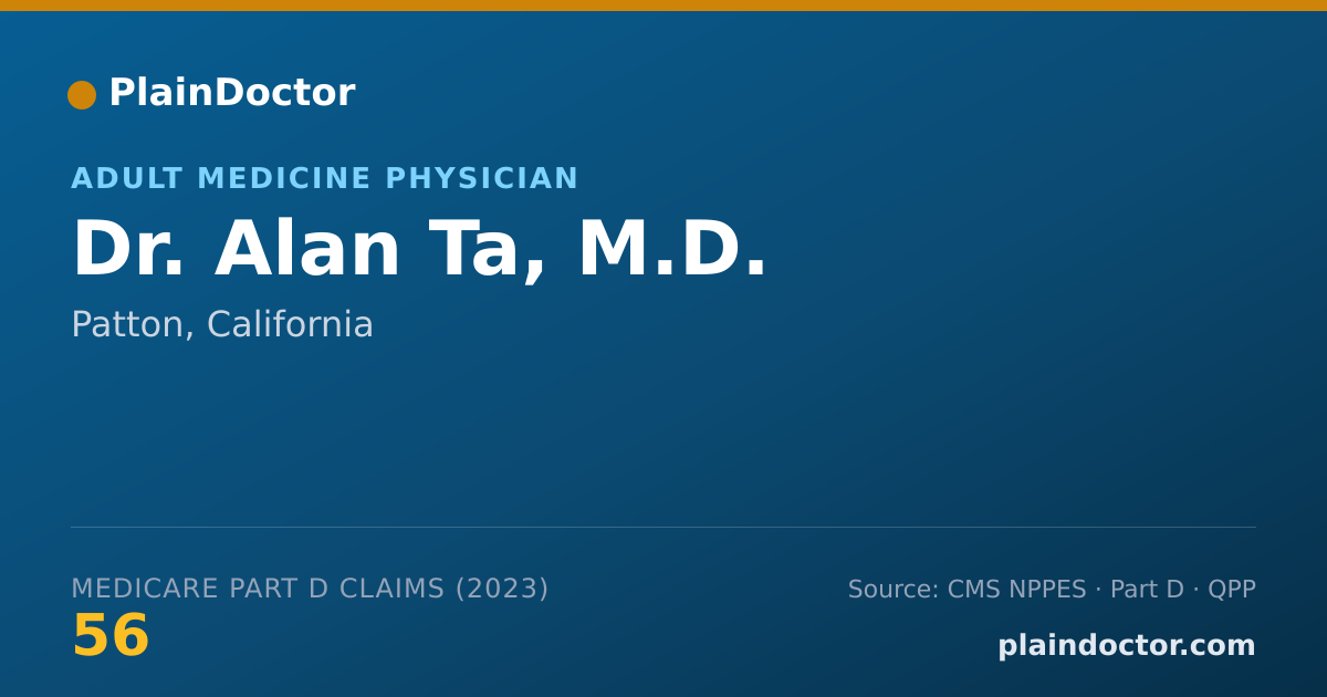 Shareable card for Alan Ta, M.D. - Adult Medicine Physician, Patton, CA