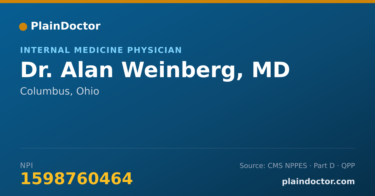 Shareable card for Alan Weinberg, MD - Internal Medicine Physician, Columbus, OH