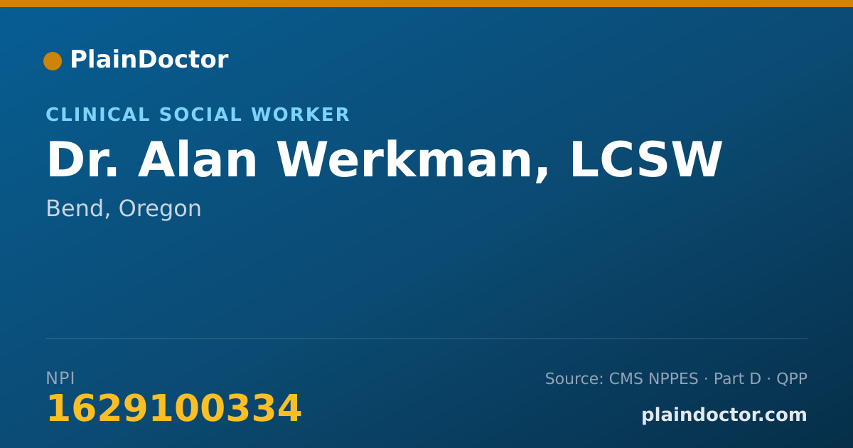 Shareable card for Alan Werkman, LCSW - Clinical Social Worker, Bend, OR