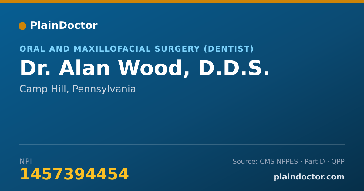 Shareable card for Alan Wood, D.D.S. - Oral and Maxillofacial Surgery (Dentist), Camp Hill, PA