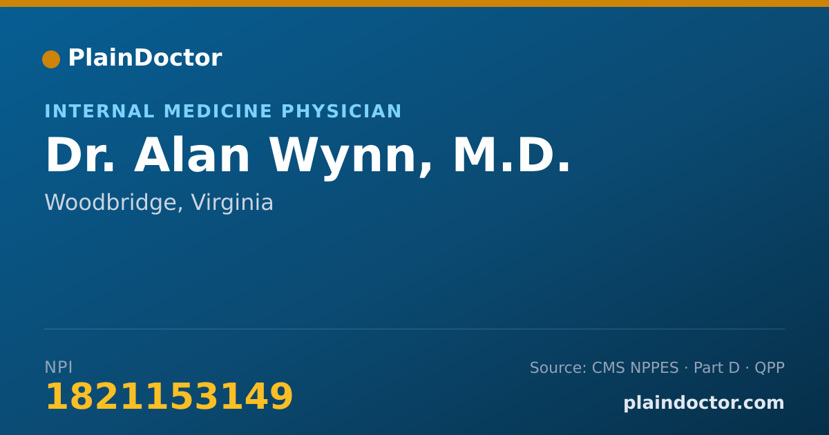 Shareable card for Alan Wynn, M.D. - Internal Medicine Physician, Woodbridge, VA