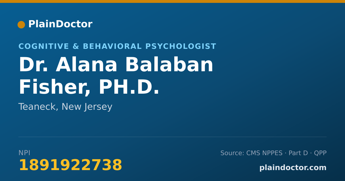 Shareable card for Alana Balaban Fisher, PH.D. - Cognitive & Behavioral Psychologist, Teaneck, NJ