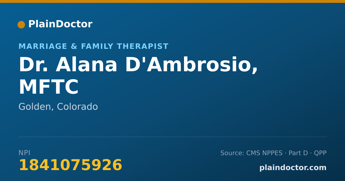 Shareable card for Alana D'Ambrosio, MFTC - Marriage & Family Therapist, Golden, CO