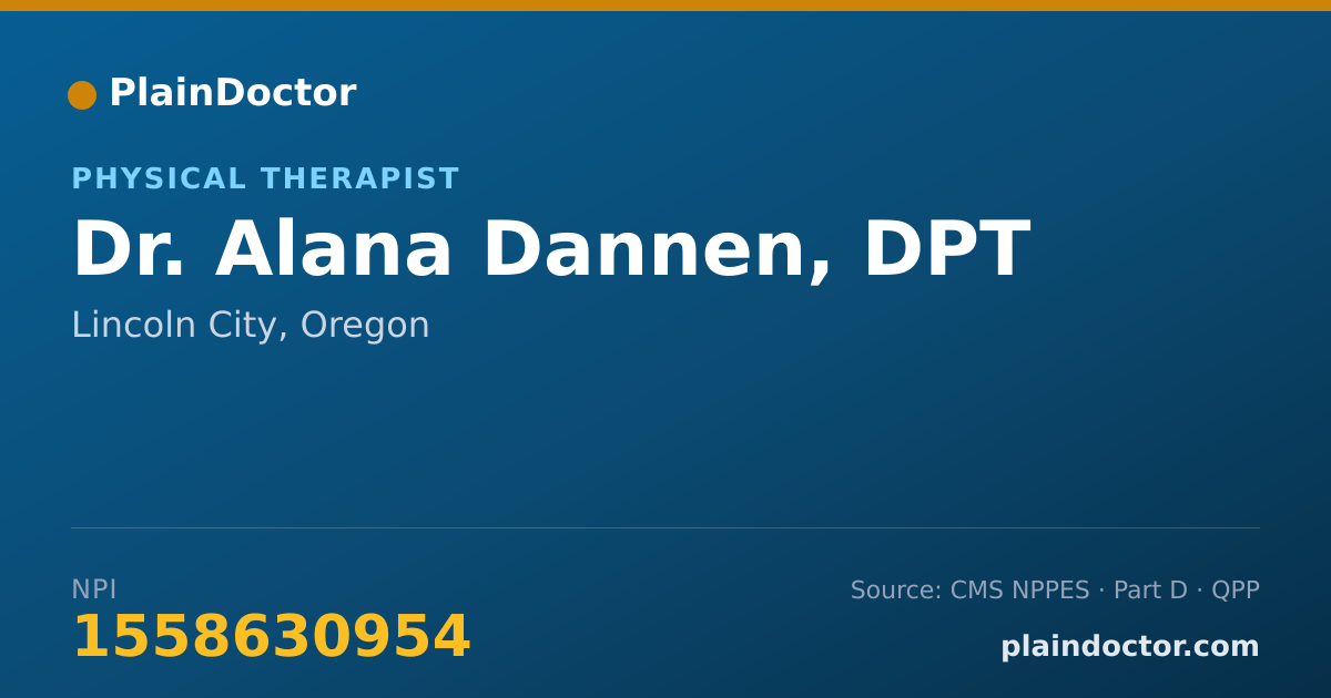 Shareable card for Alana Dannen, DPT - Physical Therapist, Lincoln City, OR