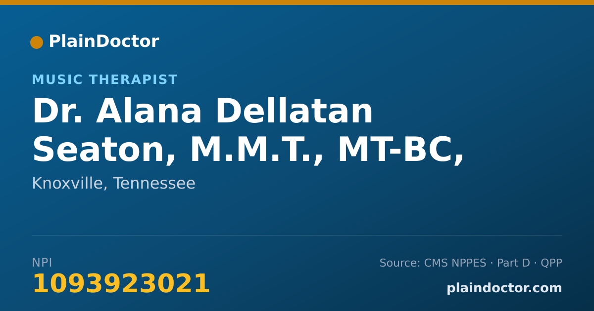 Shareable card for Alana Dellatan Seaton, M.M.T., MT-BC, NMT - Music Therapist, Knoxville, TN