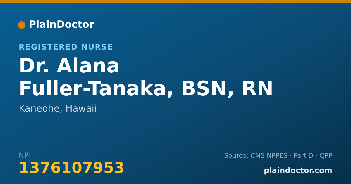 Shareable card for Alana Fuller-Tanaka, BSN, RN - Registered Nurse, Kaneohe, HI
