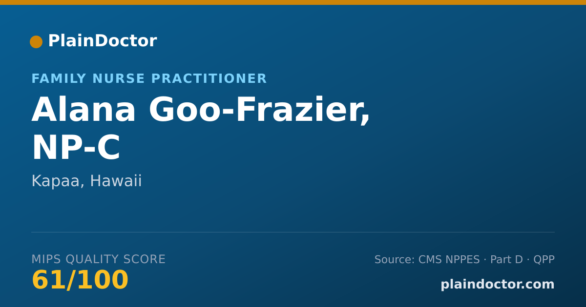 Shareable card for Alana Goo-Frazier, NP-C - Family Nurse Practitioner, Kapaa, HI