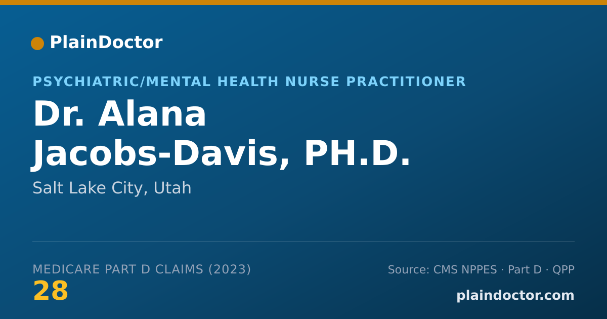 Shareable card for Alana Jacobs-Davis, PH.D. MSN - Psychiatric/Mental Health Nurse Practitioner, Salt Lake City, UT