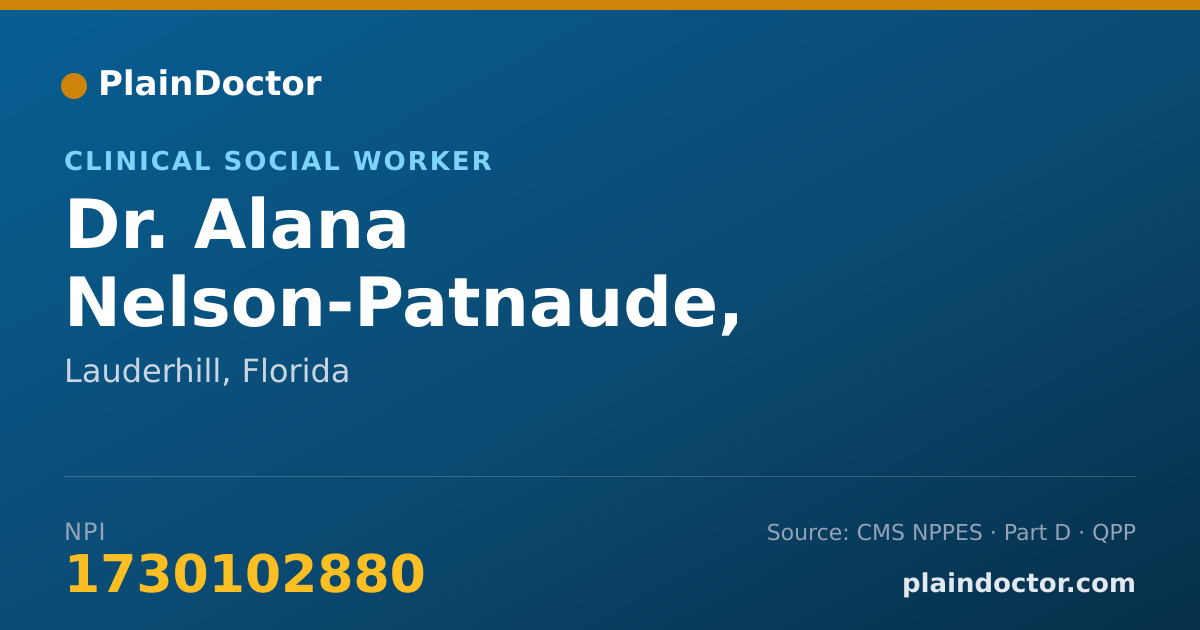 Shareable card for Alana Nelson-Patnaude, L.C.S.W. - Clinical Social Worker, Lauderhill, FL