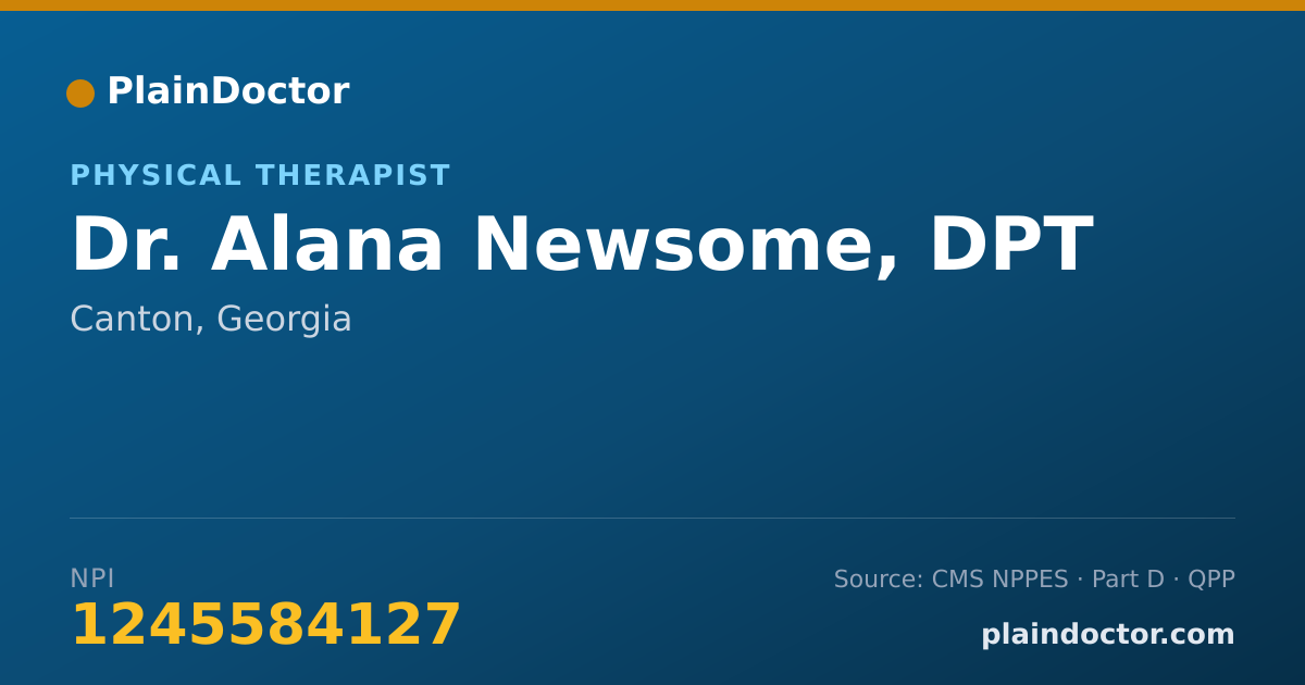 Shareable card for Alana Newsome, DPT - Physical Therapist, Canton, GA