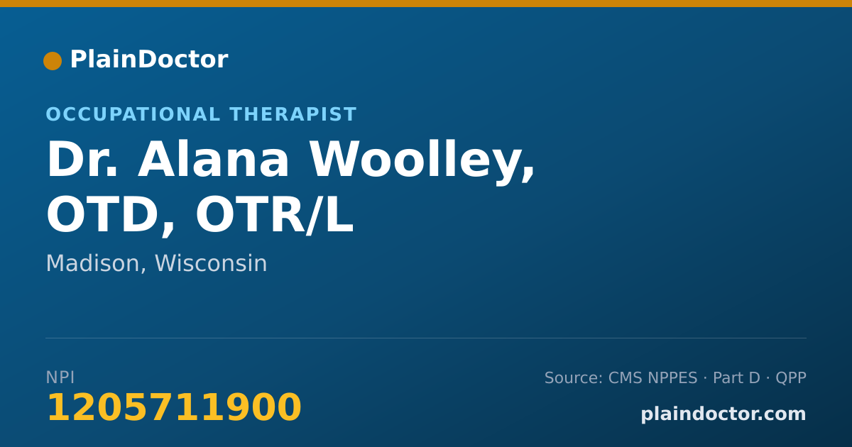 Shareable card for Alana Woolley, OTD, OTR/L - Occupational Therapist, Madison, WI