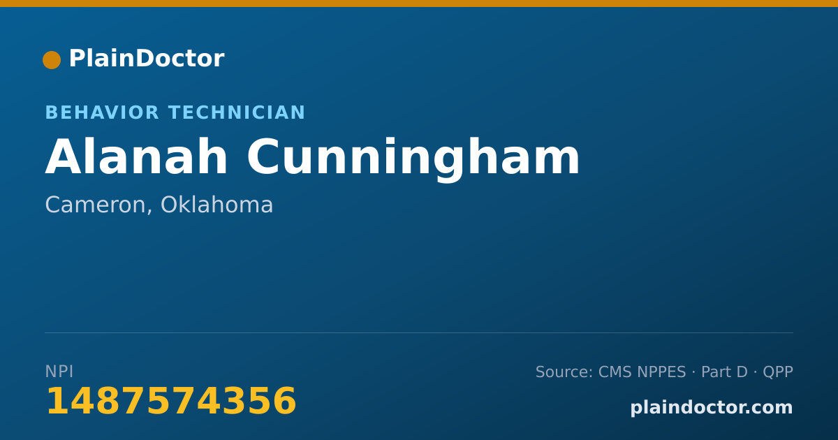 Shareable card for Alanah Cunningham - Behavior Technician, Cameron, OK