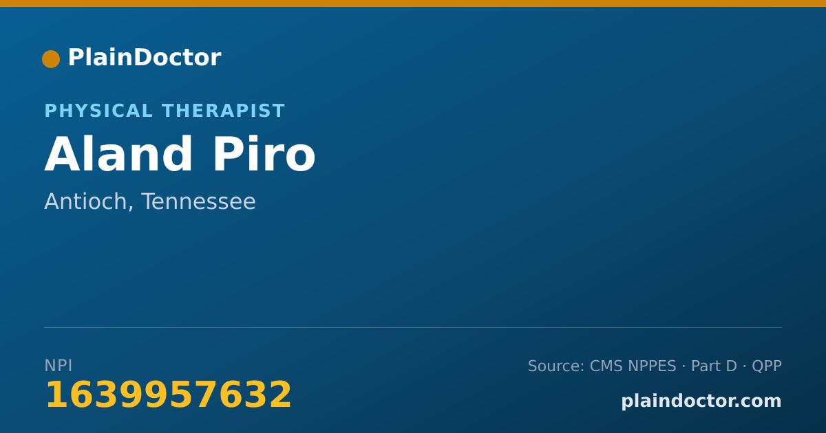 Shareable card for Aland Piro - Physical Therapist, Antioch, TN