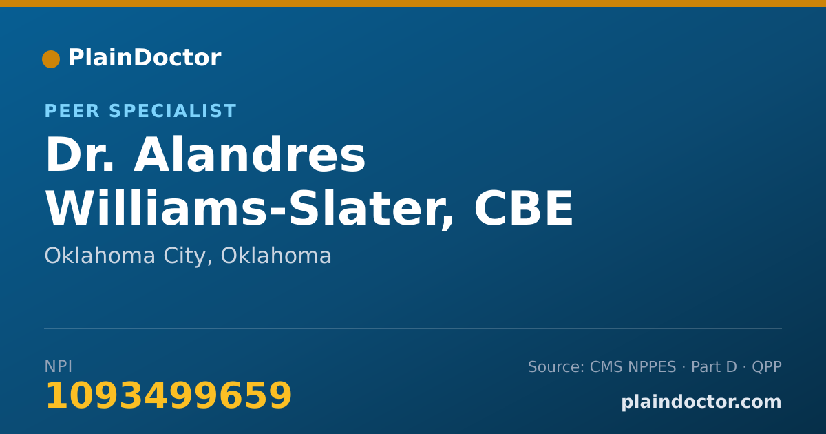 Shareable card for Alandres Williams-Slater, CBE - Peer Specialist, Oklahoma City, OK