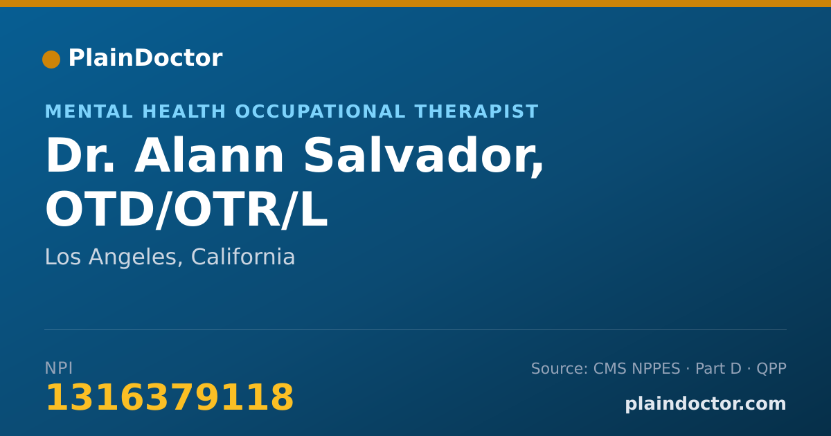Shareable card for Alann Salvador, OTD/OTR/L - Mental Health Occupational Therapist, Los Angeles, CA