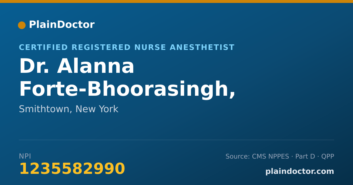 Shareable card for Alanna Forte-Bhoorasingh, CRNA - Certified Registered Nurse Anesthetist, Smithtown, NY