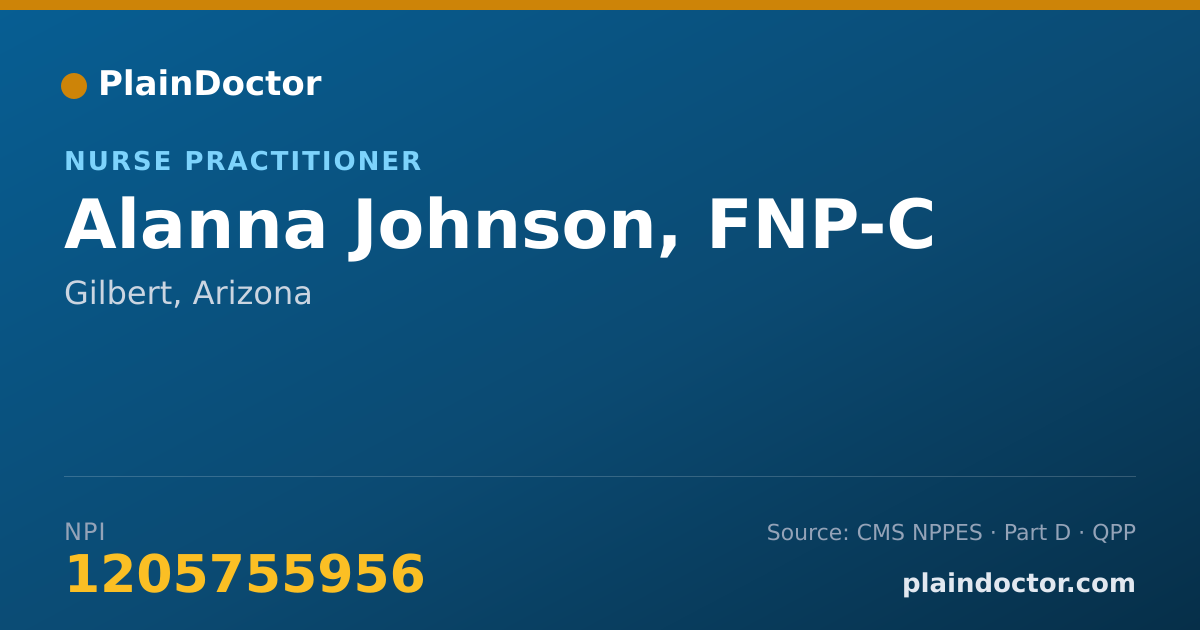 Shareable card for Alanna Johnson, FNP-C - Nurse Practitioner, Gilbert, AZ