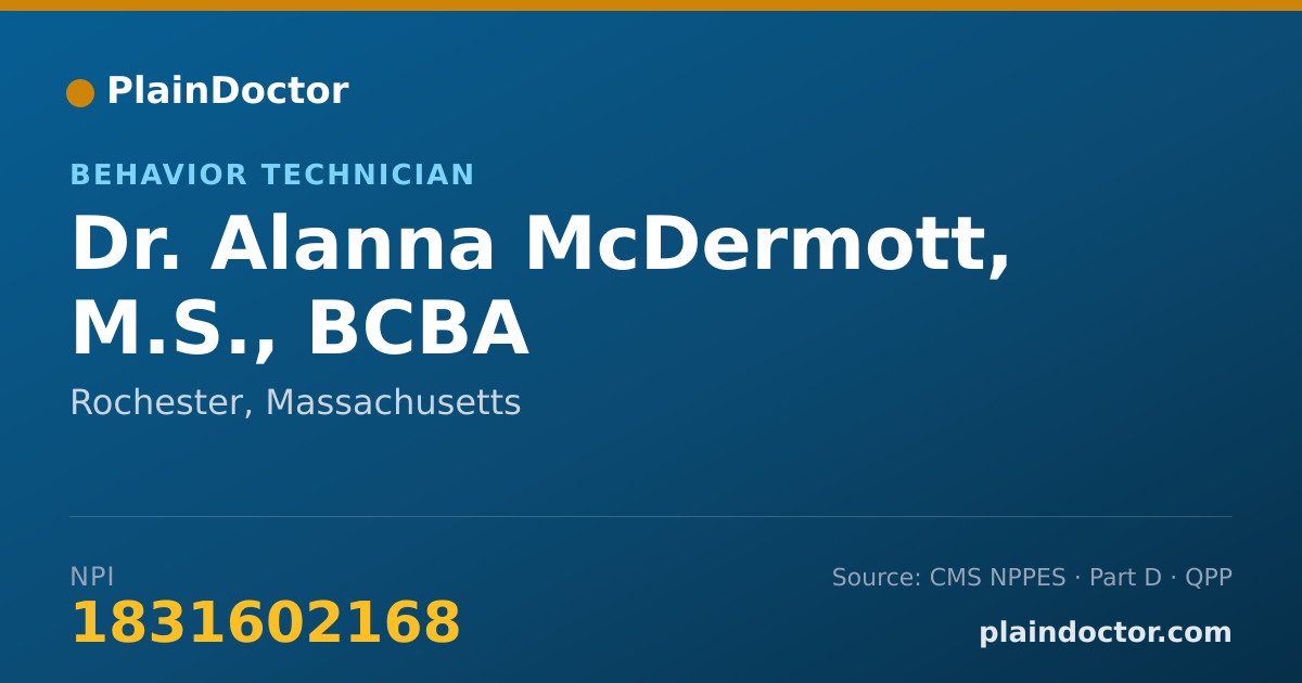 Shareable card for Alanna McDermott, M.S., BCBA - Behavior Technician, Rochester, MA