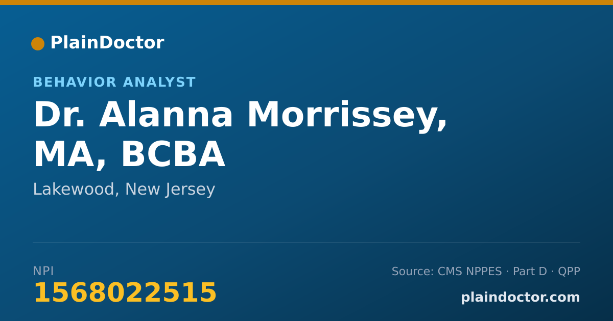 Shareable card for Alanna Morrissey, MA, BCBA - Behavior Analyst, Lakewood, NJ