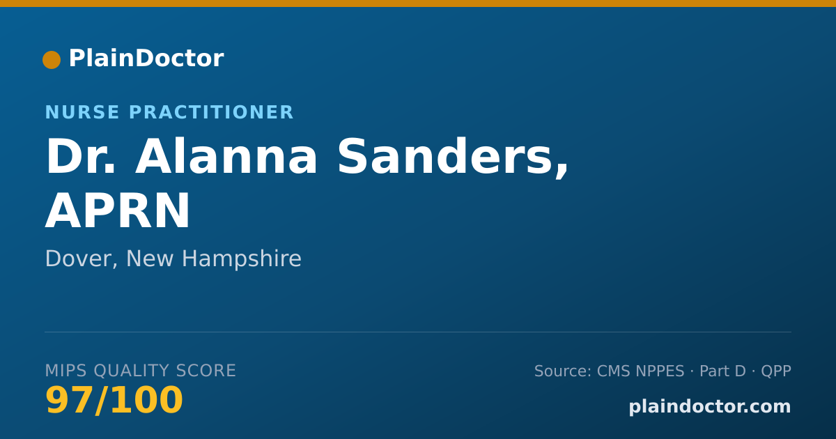 Shareable card for Alanna Sanders, APRN - Nurse Practitioner, Dover, NH