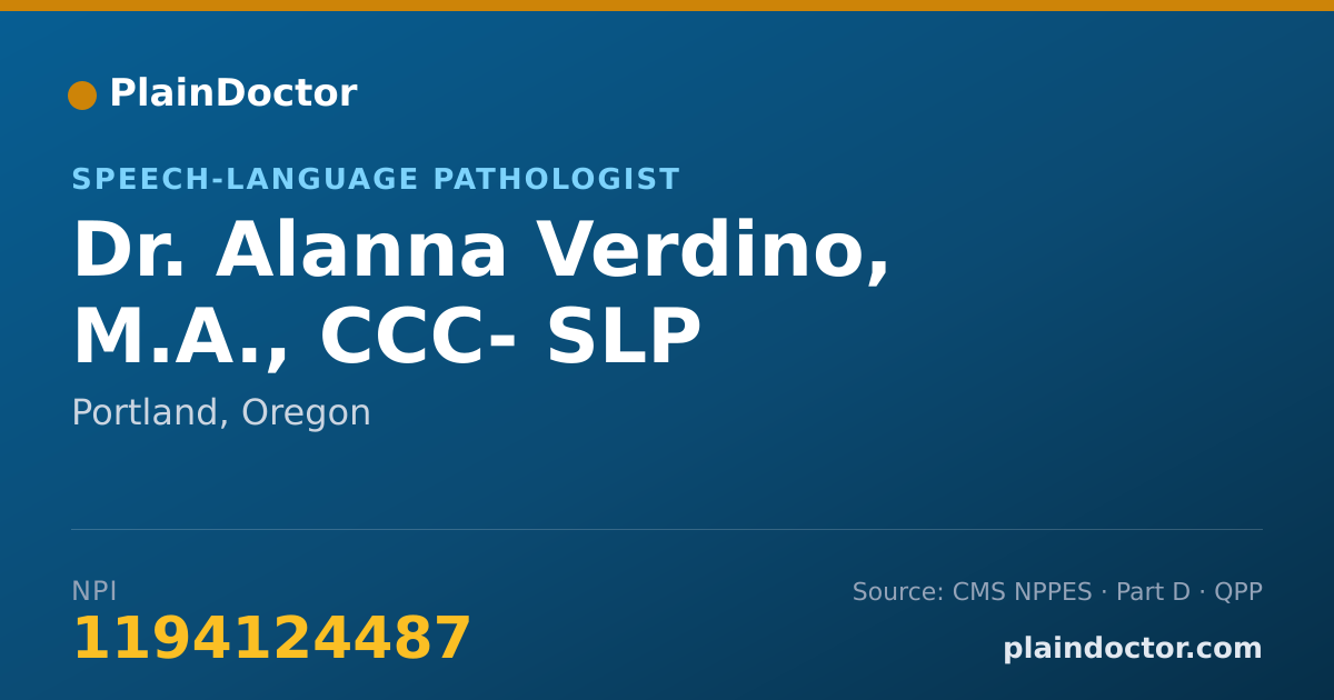 Shareable card for Alanna Verdino, M.A., CCC- SLP - Speech-Language Pathologist, Portland, OR