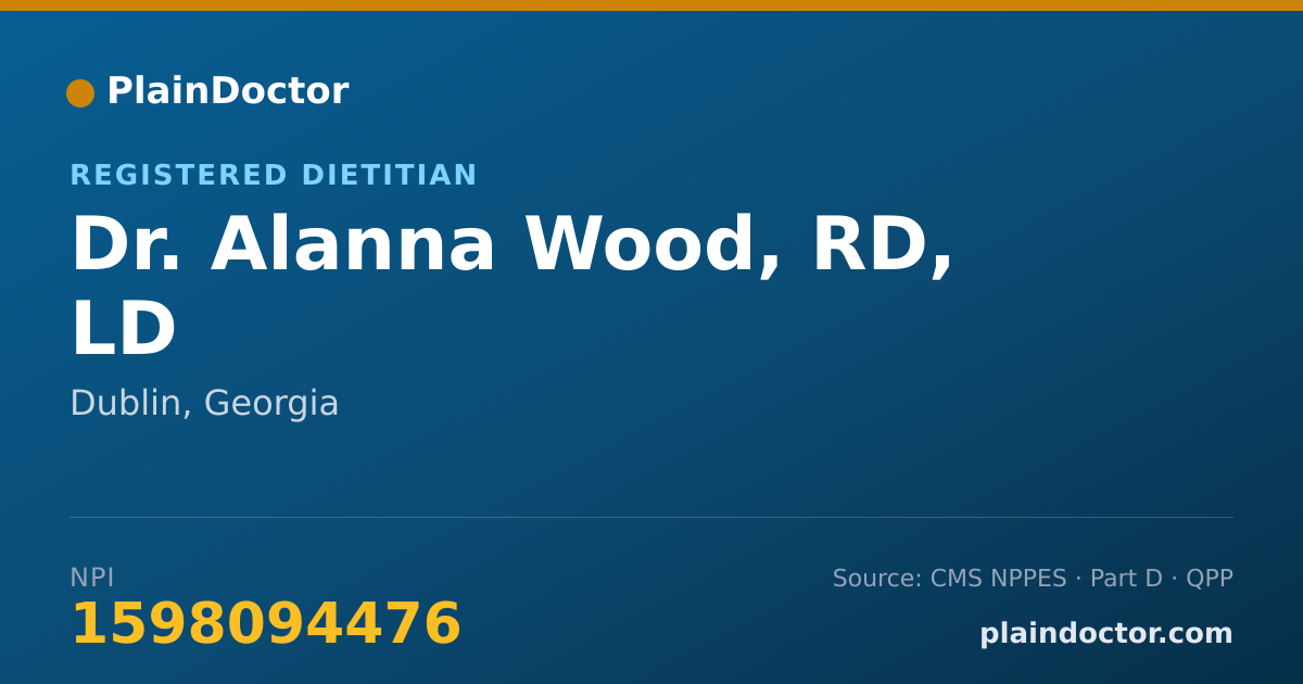 Shareable card for Alanna Wood, RD, LD - Registered Dietitian, Dublin, GA