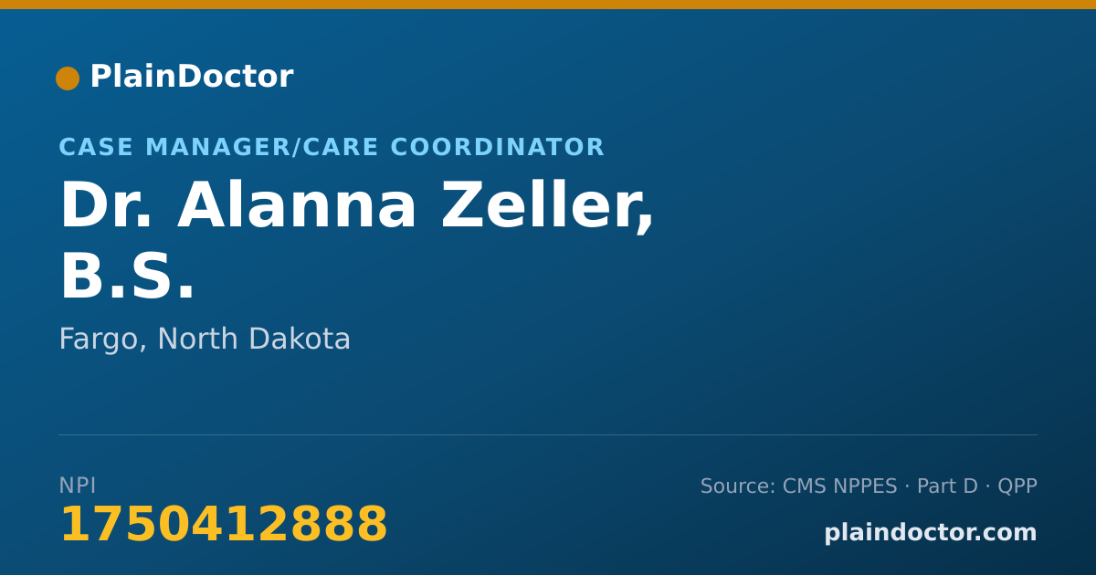 Shareable card for Alanna Zeller, B.S. - Case Manager/Care Coordinator, Fargo, ND