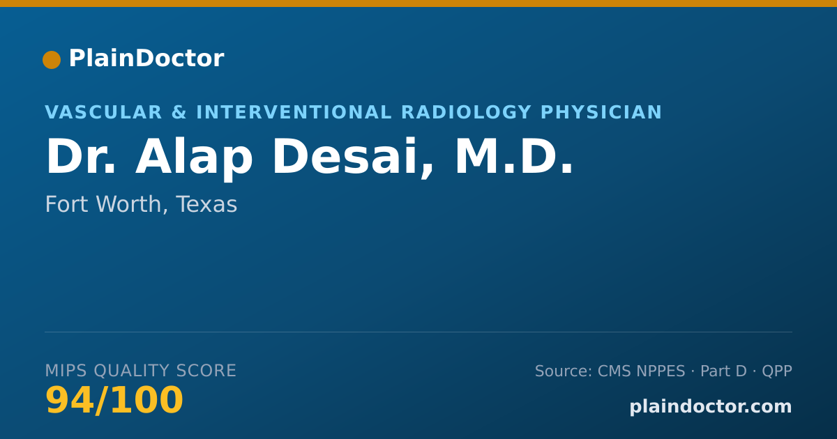 Shareable card for Alap Desai, M.D. - Vascular & Interventional Radiology Physician, Fort Worth, TX