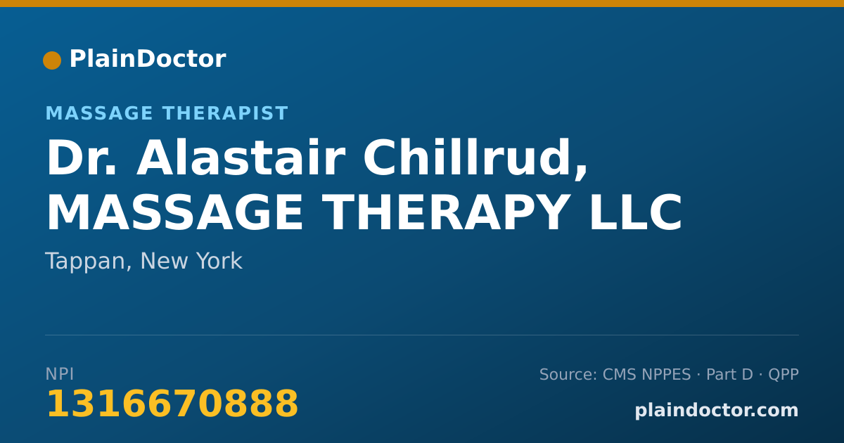 Shareable card for Alastair Chillrud, MASSAGE THERAPY LLC - Massage Therapist, Tappan, NY