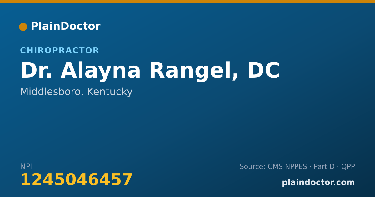 Shareable card for Alayna Rangel, DC - Chiropractor, Middlesboro, KY