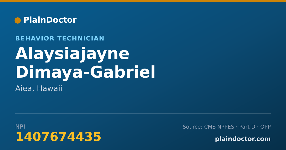Shareable card for Alaysiajayne Dimaya-Gabriel - Behavior Technician, Aiea, HI