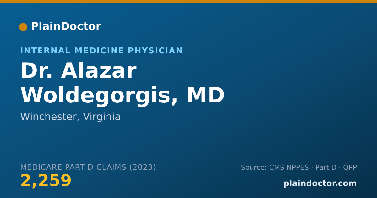 Shareable card for Alazar Woldegorgis, MD - Internal Medicine Physician, Winchester, VA