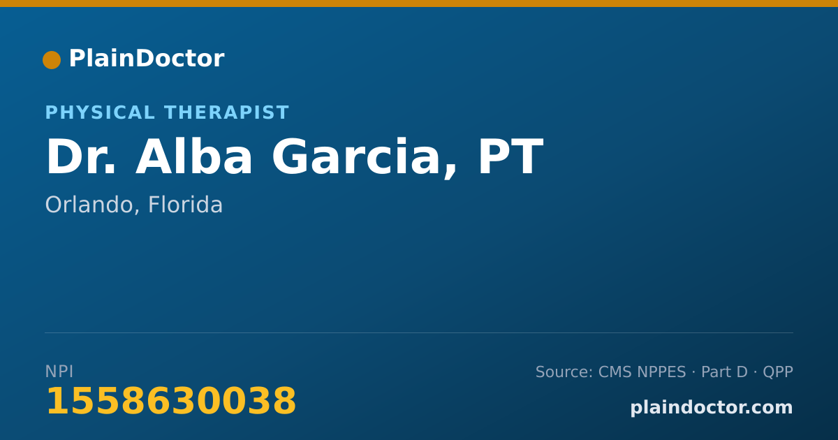 Shareable card for Alba Garcia, PT - Physical Therapist, Orlando, FL