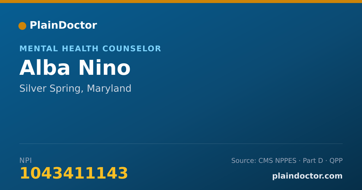 Shareable card for Alba Nino - Mental Health Counselor, Silver Spring, MD