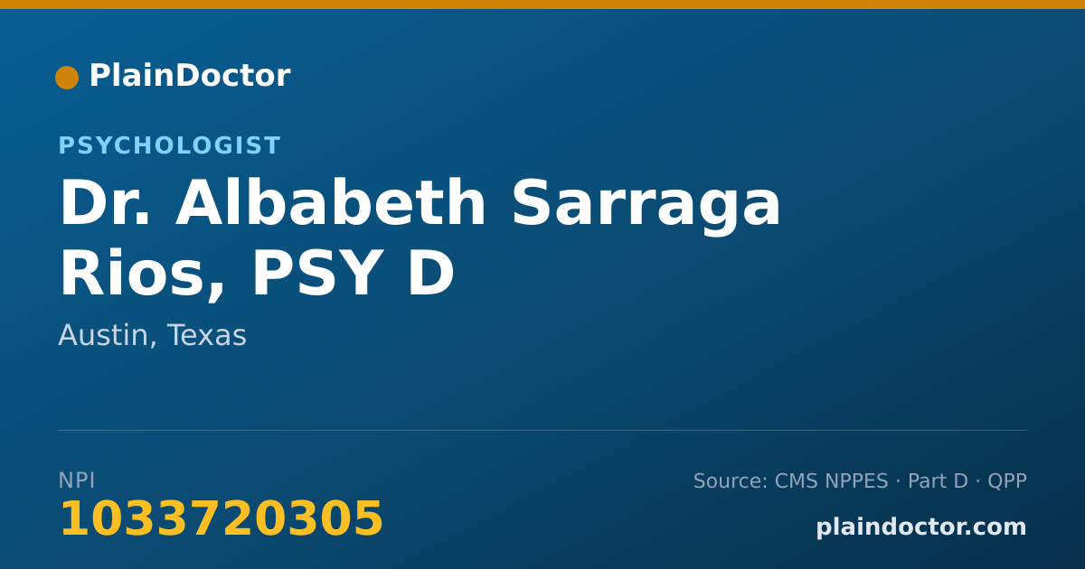 Shareable card for Albabeth Sarraga Rios, PSY D - Psychologist, Austin, TX