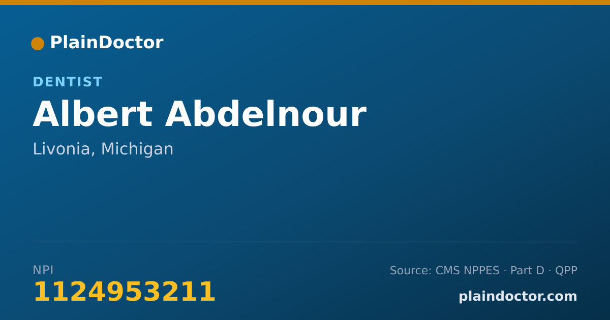 Shareable card for Albert Abdelnour - Dentist, Livonia, MI