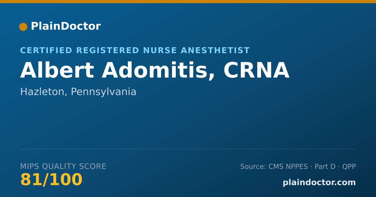 Shareable card for Albert Adomitis, CRNA - Certified Registered Nurse Anesthetist, Hazleton, PA