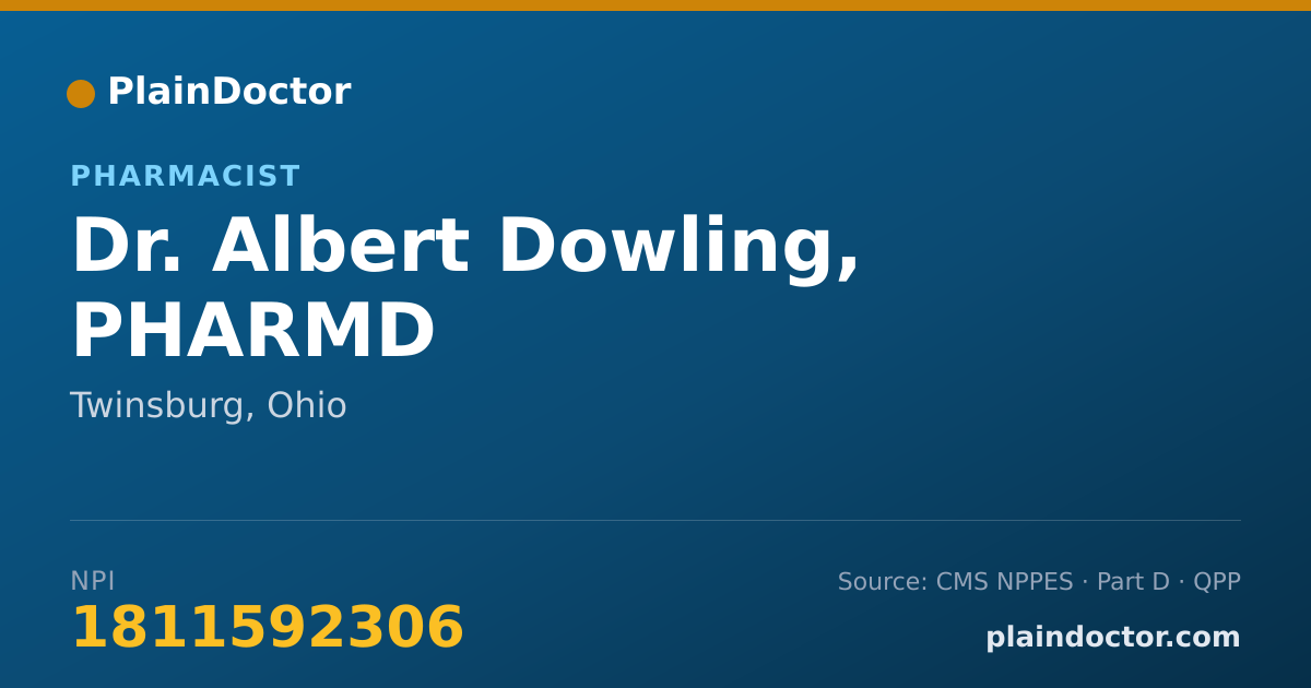 Shareable card for Albert Dowling, PHARMD - Pharmacist, Twinsburg, OH