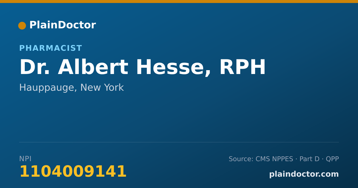 Shareable card for Albert Hesse, RPH - Pharmacist, Hauppauge, NY