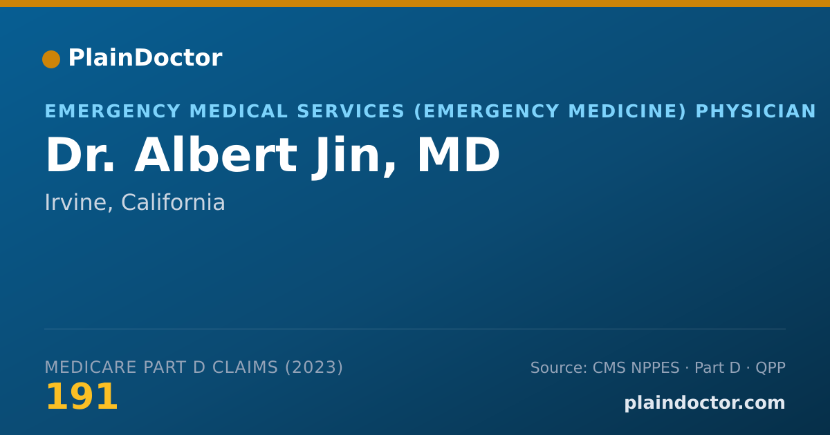Shareable card for Albert Jin, MD - Emergency Medical Services (Emergency Medicine) Physician, Irvine, CA