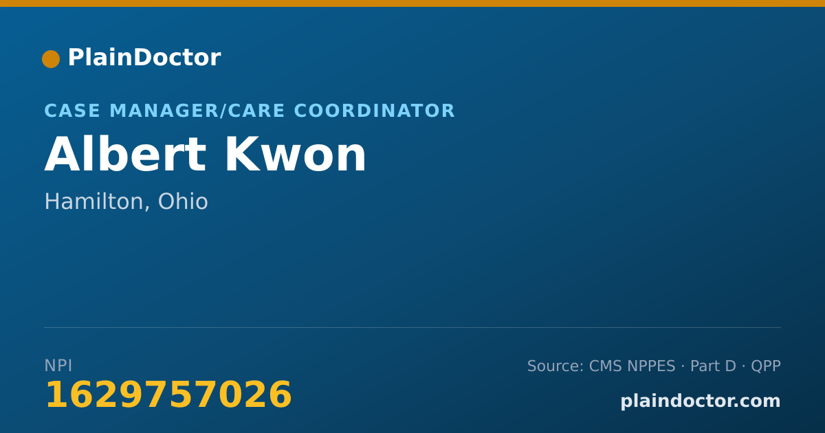 Shareable card for Albert Kwon - Case Manager/Care Coordinator, Hamilton, OH