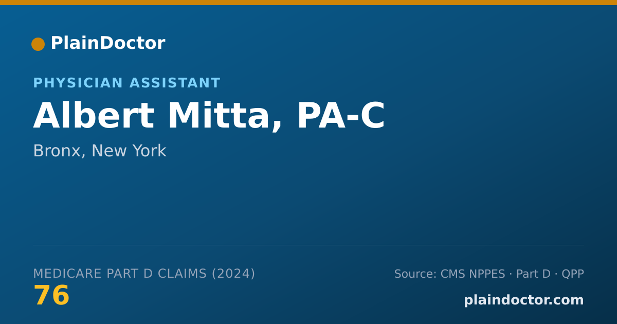 Shareable card for Albert Mitta, PA-C - Pediatric Emergency Medicine (Pediatrics) Physician, Bronx, NY