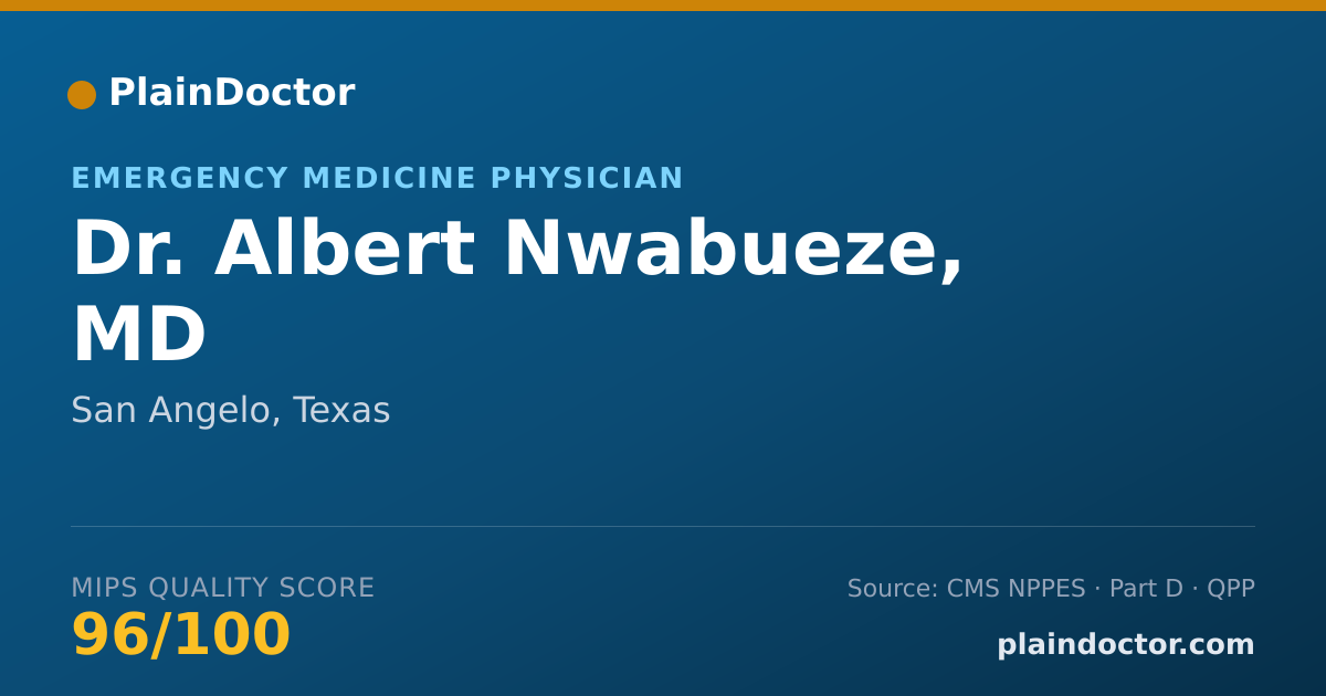 Shareable card for Albert Nwabueze, MD - Emergency Medicine Physician, San Angelo, TX