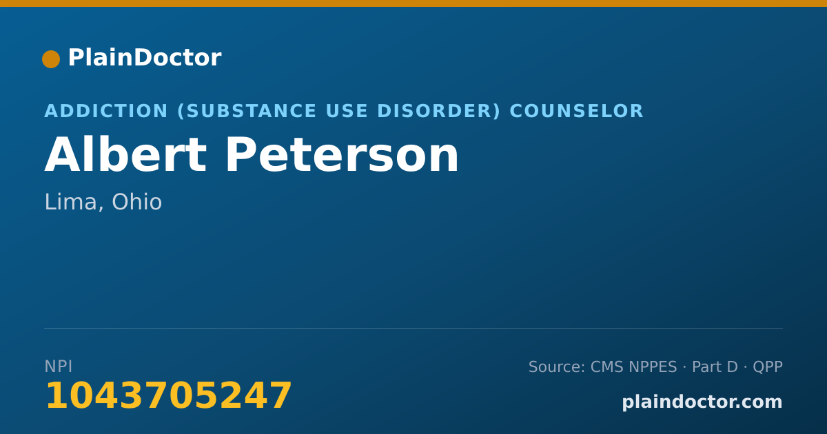 Shareable card for Albert Peterson - Addiction (Substance Use Disorder) Counselor, Lima, OH