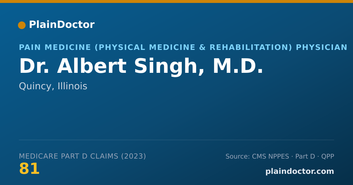 Shareable card for Albert Singh, M.D. - Pain Medicine (Physical Medicine & Rehabilitation) Physician, Quincy, IL