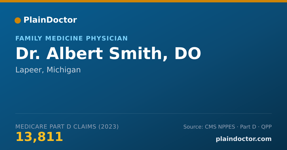 Shareable card for Albert Smith, DO - Family Medicine Physician, Lapeer, MI