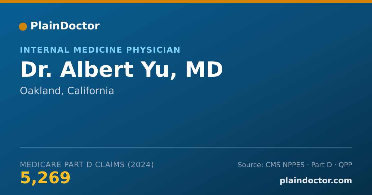 Shareable card for Albert Yu, MD - Internal Medicine Physician, Oakland, CA