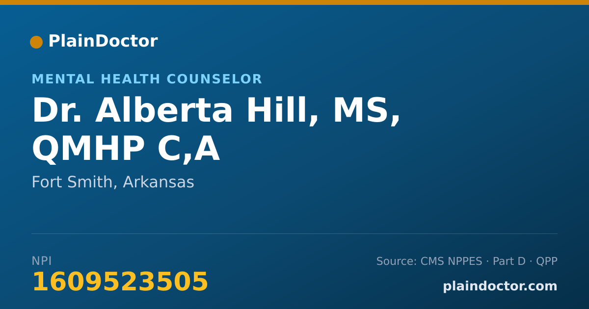 Shareable card for Alberta Hill, MS, QMHP C,A - Mental Health Counselor, Fort Smith, AR