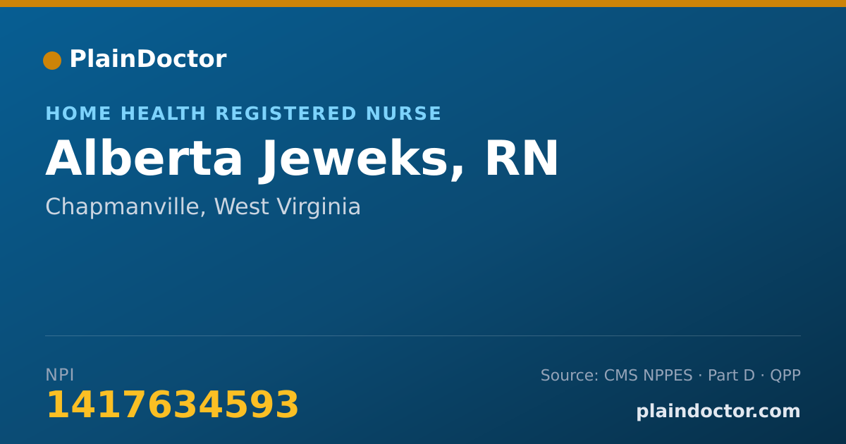 Shareable card for Alberta Jeweks, RN - Home Health Registered Nurse, Chapmanville, WV